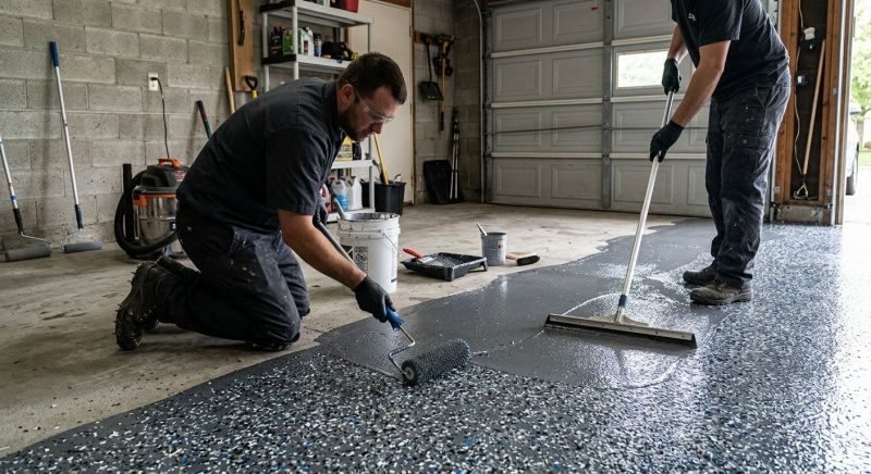 Speckled Garage Floor Painting in Frederick, MD